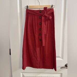 Elegant Red Button-Down Skirt